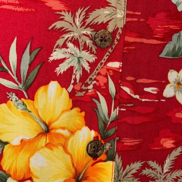 Jamaica Bay Men’s 2X Red Hawaiian Shirt Floral Tropical Rayon Aloha‎ Camp - Picture 3 of 5